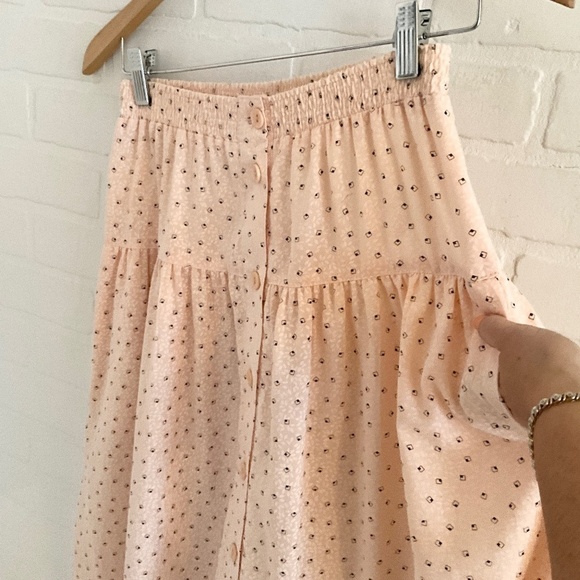 Vintage 80s Skirt Button down Pastel Peach Pockets Drop Waist Sz 4 Petites - Picture 7 of 13